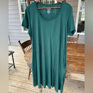 Wool& Maggie Swing Dress Merino Wool Blend Short Sleeve Pockets Size XXL Long